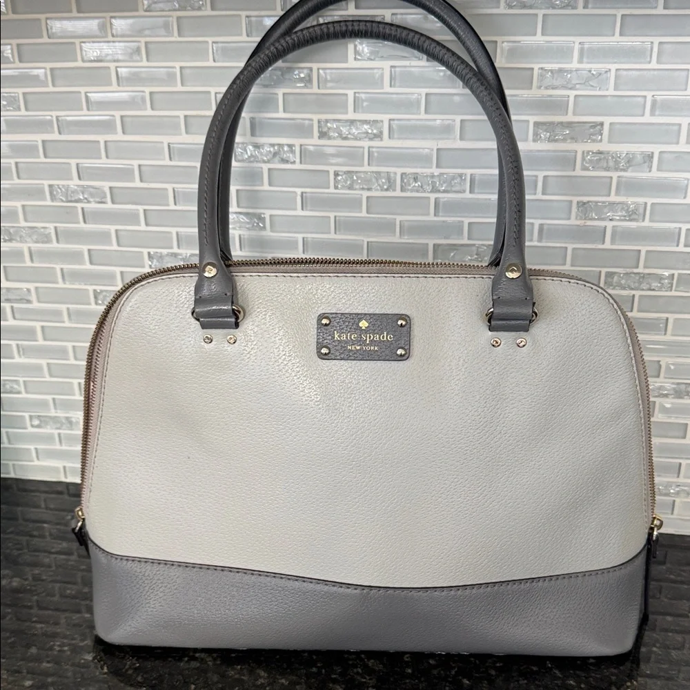 kate spade Two-Tone Gray and Dark Gray Leather Satchel - Picture 8 of 9